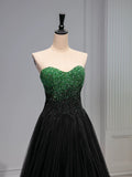 Tineit Pretty Ball Gown Sweetheart Tulle Long Black Ruffles Prom Dresses Sweet  Dresses (PRE-ORDER)