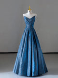 Tineit Elegant A line Sweetheart Blue Sequin Party Dress Prom Dresses Evening Dress (PRE-ORDER)