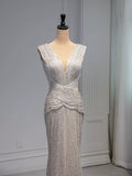 Tineit Elegant Mermaid V Neckline Sequin Party Dress Prom Dresses Evening Dress (PRE-ORDER)