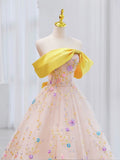 Tineit Cute Ball Gown Strapless Flowers Pink Evening Dress Prom Dress (PRE-ORDER)