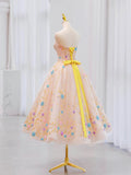 Tineit Cute Ball Gown Strapless Flowers Pink Evening Dress Prom Dress (PRE-ORDER)