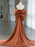 Tineit Sexy Mermaid Sweetheart Satin Evening Dress Long Prom Dresses Party Dress With Bow (PRE-ORDER)