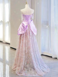 Tineit Elegant A line Off The Shoulder Pink Satin Ruffles Long Prom Dress Evening Dress (PRE-ORDER)