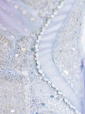 Tineit Elegant Mermaid Strapless Neckline Blue Sequin Long Prom Dress Evening Dresses (PRE-ORDER)