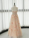 Tineit Elegant A Line Strapless Neckline Floral Lace Long Prom Dress Evening Dresses (PRE-ORDER)