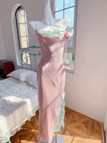 Tineit Cute A Line Spaghetti Straps Sleeveless Pink Long Prom Dresses Party Dress (PRE-ORDER)