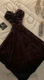 Tineit Classy A Line Spaghetti Straps Brown Long Pleated Party Dress Prom Dresses Evening Dress (PRE-ORDER)