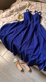 Tineit Classy A Line Spaghetti Straps Royal Blue Pleated Party Dress Prom Dresses Evening Dress (PRE-ORDER)