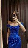 Tineit Elegant Sheath Spaghetti Straps Royal Blue Long Prom Dress Evening Dresses (PRE-ORDER)