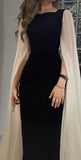 Tineit Classy Sheath Long Sleeves Black Chiffon Long Party Dress Prom Dresses Evening Dress (PRE-ORDER)