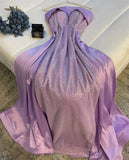 Tineit Classy Sheath Strapless Long Lilac Satin Party Dress Prom Dresses Evening Dress (PRE-ORDER)