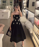 Tineit Classy Ball Gown Strapless Black Satin Party Dress Prom Dresses Evening Dress (PRE-ORDER)