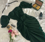 Tineit Elegant Sheath Off The Shoulder Dark Green Chiffon Long Prom Dress Evening Dresses (PRE-ORDER)