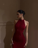 Tineit Pretty Sheath High Neckline Sequin Red Long Evening Dress Prom Dresses (PRE-ORDER)