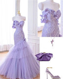 Tineit Elegant Mermaid Sweetheart Sequin Lilac Sleeveless Long Prom Dresses Party Dress (PRE-ORDER)