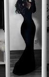 Tineit Elegant Mermaid Sweetheart Black Lace Long Sleeves Prom Dress Birthday Outfits (PRE-ORDER)