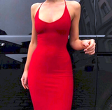 Tineit Elegant Sheath Spaghetti Straps Red Knee Length Prom Dress Birthday Outfits (PRE-ORDER)