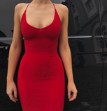 Tineit Elegant Sheath Spaghetti Straps Red Knee Length Prom Dress Birthday Outfits (PRE-ORDER)