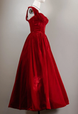 Tineit Vintage Ball Gown Sweetheart Red Velvet Prom Dresses Birthday Outfits (PRE-ORDER)