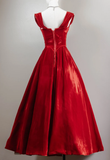 Tineit Vintage Ball Gown Sweetheart Red Velvet Prom Dresses Birthday Outfits (PRE-ORDER)