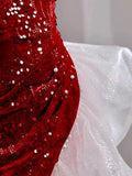 Tineit Gorgeous Sheath Off The Shoulder Sequin Red Evening Dress Prom Dresses Birthday Outfits (PRE-ORDER)