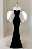 Tineit Gorgeous Sheath Off The Shoulder Black Velvet Evening Dress Prom Dresses Birthday Outfits (PRE-ORDER)