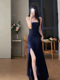 Tineit Gorgeous Sheath Spaghetti Straps Navy Blue Sequin Evening Dress Prom Dresses Birthday Outfits (PRE-ORDER)