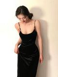 Tineit Gorgeous Sheath Spaghetti Straps Black Evening Dress Prom Dresses Birthday Outfits (PRE-ORDER)