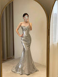 Tineit Sexy Mermaid Sequin Long Evening Dress Prom Dresses Birthday Outfits (PRE-ORDER)