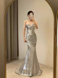 Tineit Sexy Mermaid Sequin Long Evening Dress Prom Dresses Birthday Outfits (PRE-ORDER)