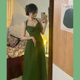 Tineit Elegant A line Halter Satin Green Sleeveless Prom Dresses birthday Party Dress (PRE-ORDER)