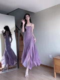 Tineit Pretty Mermaid Spaghetti Straps Chiffon Evening Dress Prom Dresses With Beads (PRE-ORDER)