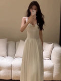 Tineit Vintage A Line Straps White Backless Evening Dress Prom Dresses (PRE-ORDER)