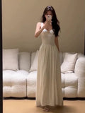 Tineit Vintage A Line Straps White Backless Evening Dress Prom Dresses (PRE-ORDER)