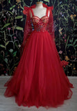 Tineit Gorgeous Red Long Evening Dress Prom Dresses Birthday Outfits (PRE-ORDER)