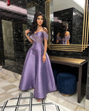 Tineit Pretty A Line Off The Shoulder Lilac Satin Beads Long Prom Dress Evening Dresses (PRE-ORDER)