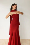 Tineit Pretty Mermaid Strapless Burgundy Long Prom Dress Evening Dresses (PRE-ORDER)