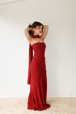 Tineit Pretty Mermaid Strapless Burgundy Long Prom Dress Evening Dresses (PRE-ORDER)