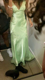 Tineit Pretty Mermaid Straps Mint Green Silk Satin Long Prom Dress Evening Dresses (PRE-ORDER)