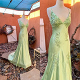 Tineit Pretty Mermaid Straps Mint Green Silk Satin Long Prom Dress Evening Dresses (PRE-ORDER)