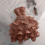 Tineit Chic Ball Gown Strapless Short Brown Homecoming Dress th Birthday Outfits (PRE-ORDER)