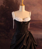 Tineit Vintage Ball Gown Spaghetti Straps Black Long Prom Dresses s Retro Evening Dress (PRE-ORDER)