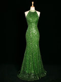 Tineit Sexy Sheath One Shoulder Green Sequin Prom Dresses Party Evening Dress With Beads (PRE-ORDER)