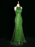 Tineit Sexy Sheath One Shoulder Green Sequin Prom Dresses Party Evening Dress With Beads (PRE-ORDER)