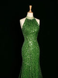 Tineit Sexy Sheath One Shoulder Green Sequin Prom Dresses Party Evening Dress With Beads (PRE-ORDER)