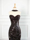 Tineit Sexy Sheath Strapless Sequin Prom Dresses Party Evening Dress With Ruffles (PRE-ORDER)