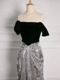 Tineit Sexy A Line Off The Shoulder Sequin Prom Dresses Party Evening Dress With Ruffles (PRE-ORDER)