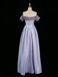 Tineit Pretty A Line Off The Shoulder Lilac Long Floral Prom Dresses Party Evening Dress (PRE-ORDER)