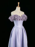 Tineit Pretty A Line Off The Shoulder Lilac Long Floral Prom Dresses Party Evening Dress (PRE-ORDER)