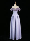 Tineit Pretty A Line Off The Shoulder Lilac Long Floral Prom Dresses Party Evening Dress (PRE-ORDER)